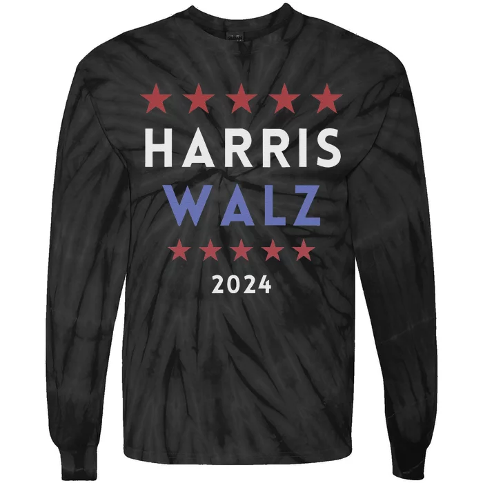 Harris Walz 2024 Kamala Harris 2024 Tim Walz 2024 Usa Flag Tie-Dye Long Sleeve Shirt