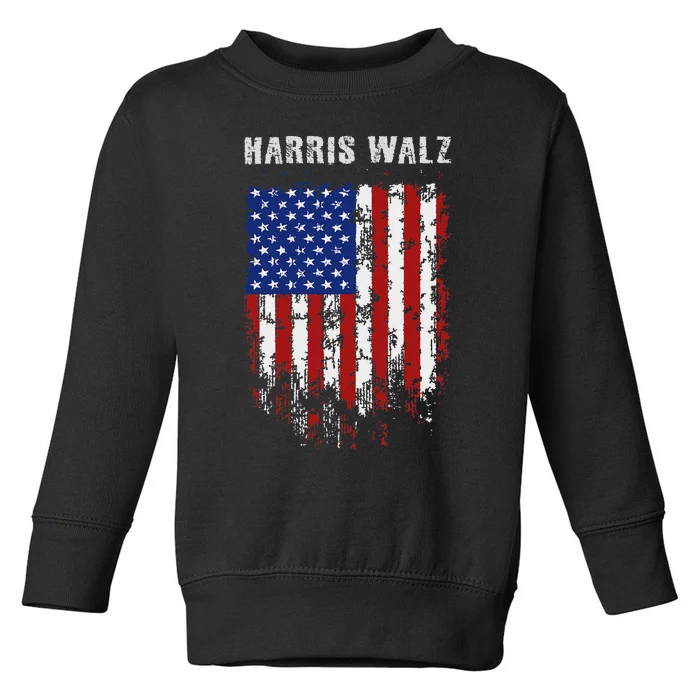 Harris Walz 2024 Kamala Harris 2024 Tim Walz 2024 Usa Flag Toddler Sweatshirt