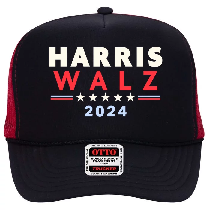 Harris Walz 2024 Election High Crown Mesh Trucker Hat