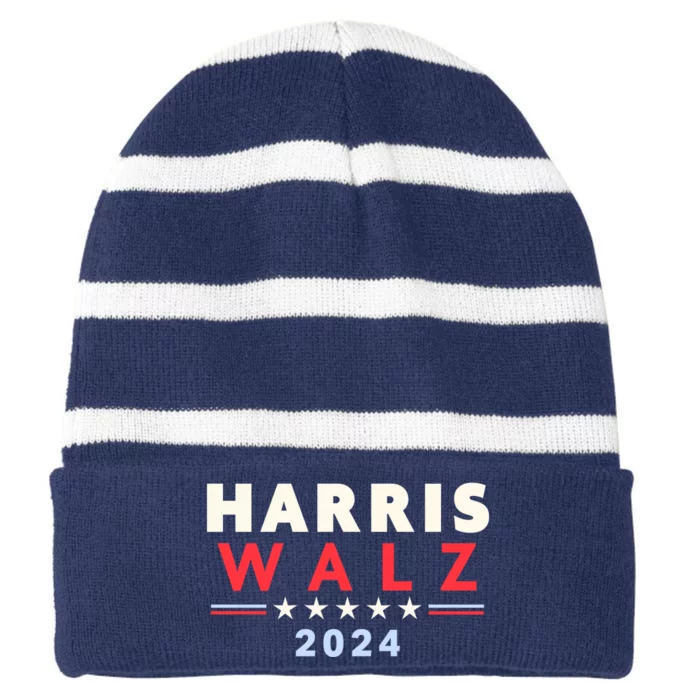 Harris Walz 2024 Election Striped Beanie with Solid Band