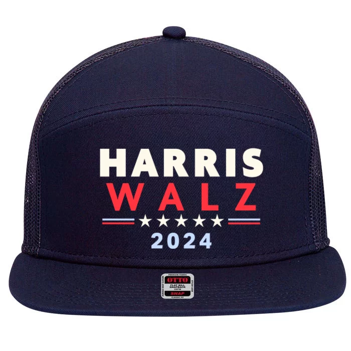 Harris Walz 2024 Election 7 Panel Mesh Trucker Snapback Hat