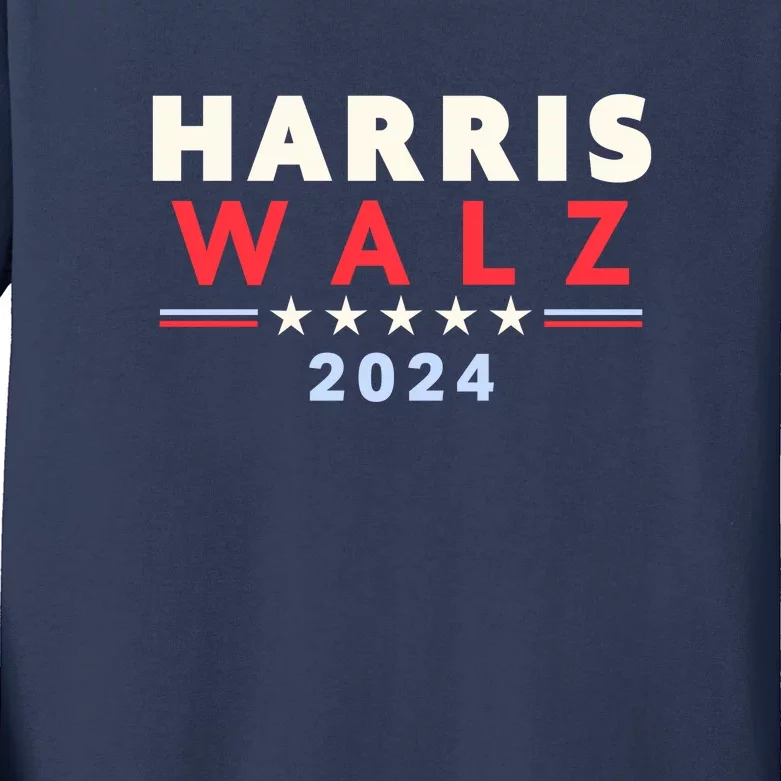 Harris Walz 2024 Election Kids Long Sleeve Shirt