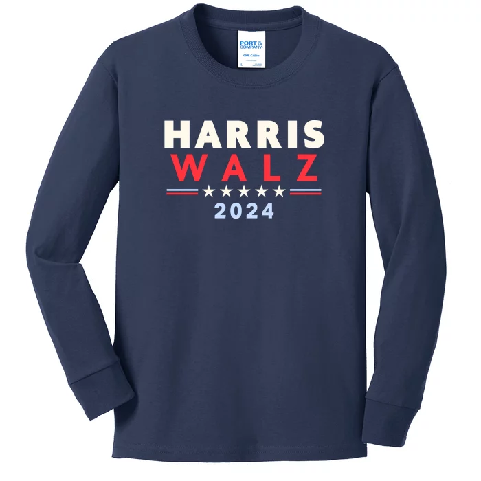 Harris Walz 2024 Election Kids Long Sleeve Shirt