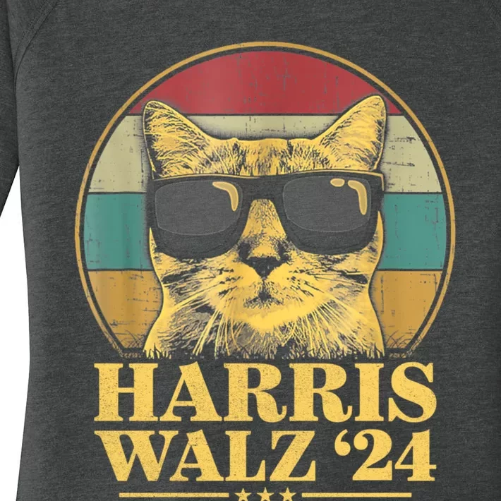 Harris Waltz 2024 Election Cat Lady Kamala Harris Tim Waltz Women's Perfect Tri Tunic Long Sleeve Shirt