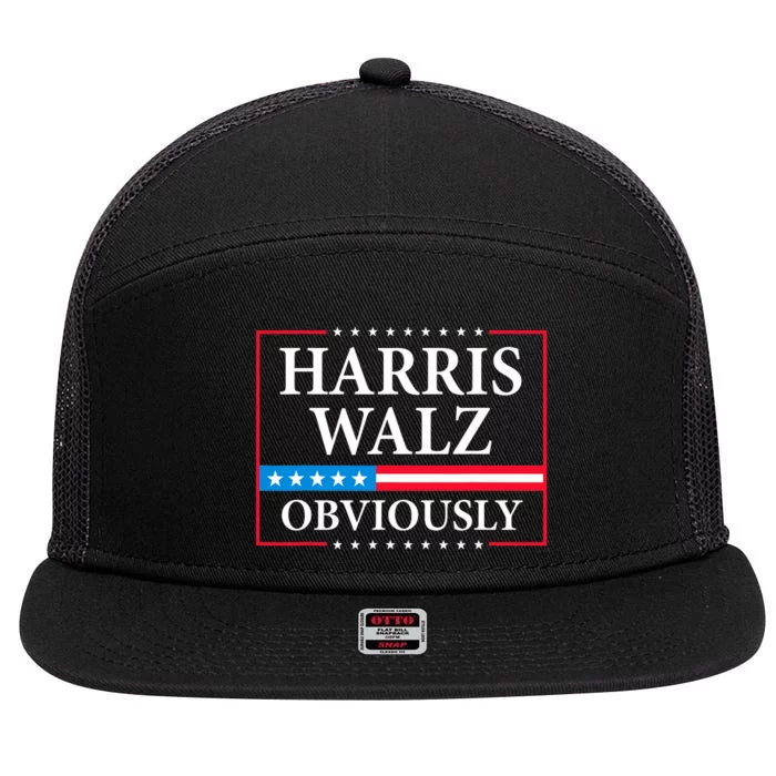 Harris Waltz 2024 Obviously Kamala Harris Tim Walz 2024 7 Panel Mesh Trucker Snapback Hat