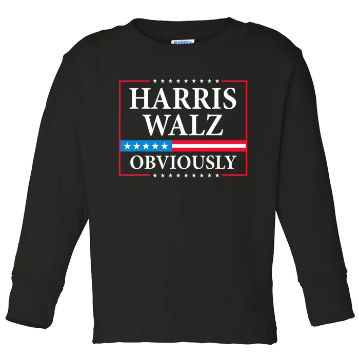 Harris Waltz 2024 Obviously Kamala Harris Tim Walz 2024 Toddler Long Sleeve Shirt