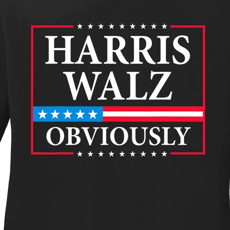 Harris Waltz 2024 Obviously Kamala Harris Tim Walz 2024 Ladies Long Sleeve Shirt