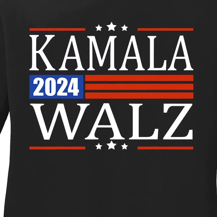 Harris Waltz 2024  Kamala Harris Tim Waltz 2024 Ladies Long Sleeve Shirt