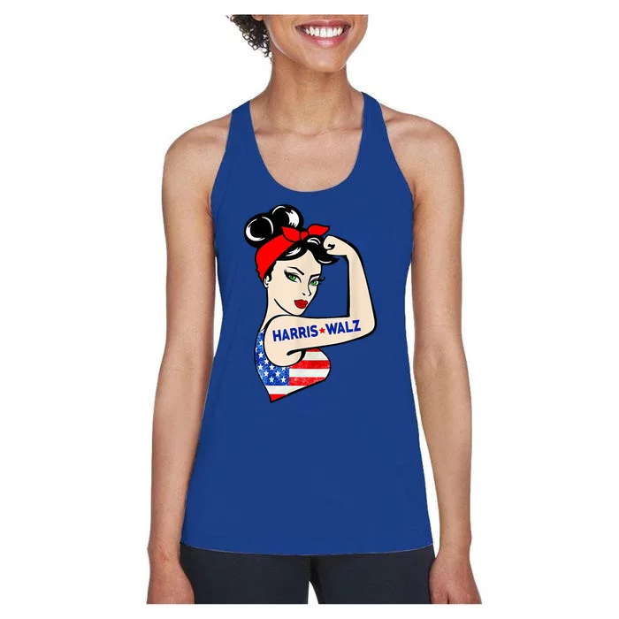 Harris Waltz 2024 Female Strong Usa Election Women's Racerback Tank