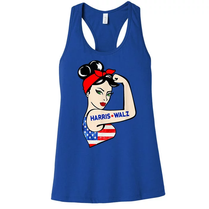 Harris Waltz 2024 Female Strong Usa Election Women's Racerback Tank