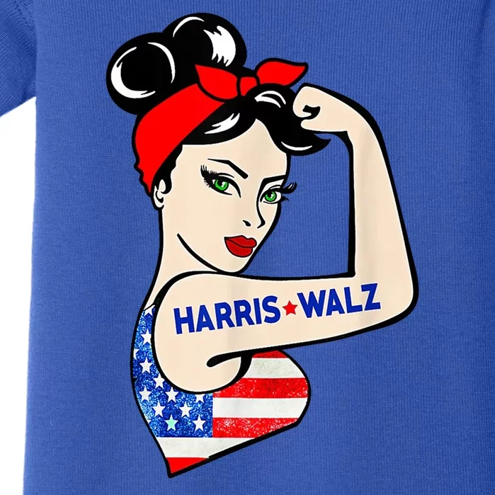 Harris Waltz 2024 Female Strong Usa Election Baby Bodysuit