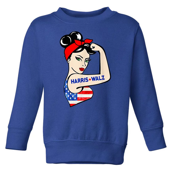 Harris Waltz 2024 Female Strong Usa Election Toddler Sweatshirt