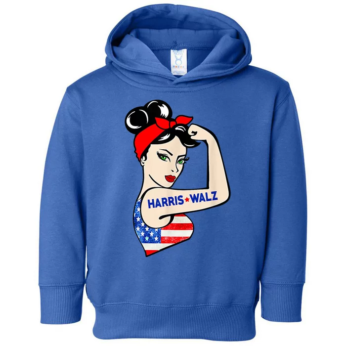 Harris Waltz 2024 Female Strong Usa Election Toddler Hoodie