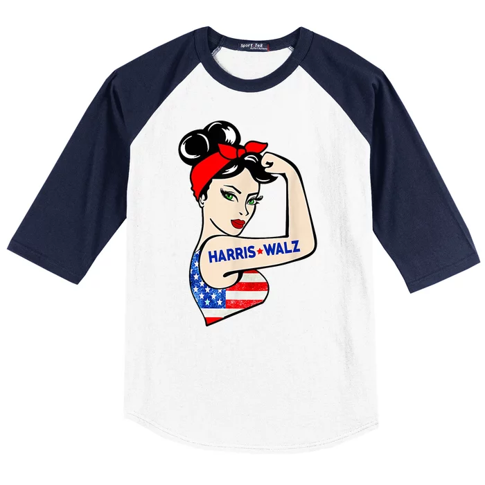 Harris Waltz 2024 Female Strong Usa Election Baseball Sleeve Shirt