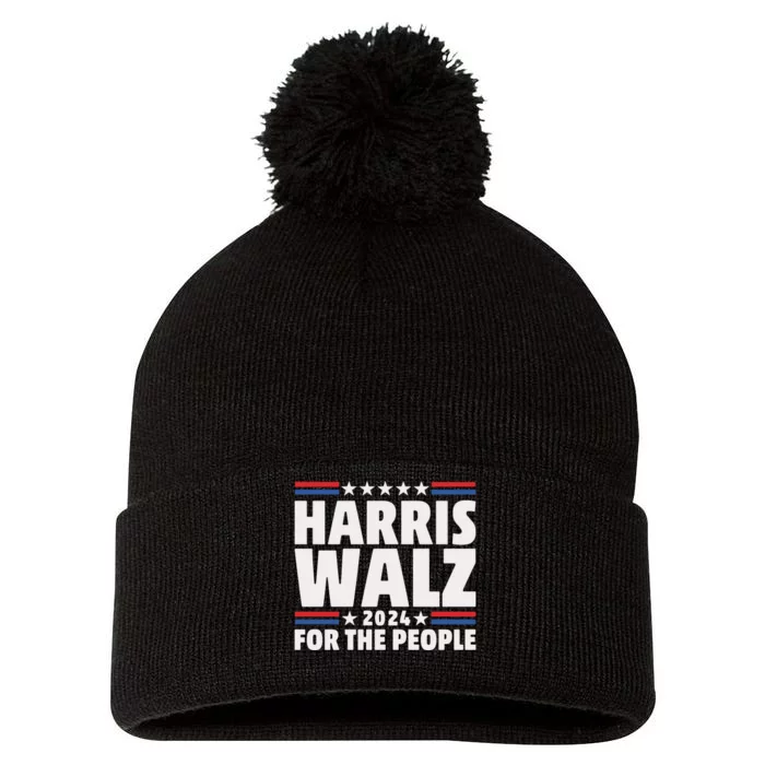 Harris Walz 2024 Election 2024 Kamala Harris Tim Walz Pom Pom 12in Knit Beanie