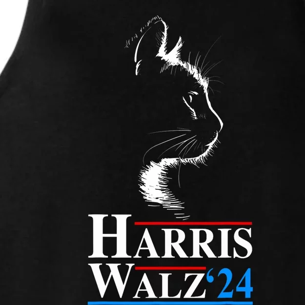 Harris Waltz 2024 Election Funny Cat Kamala Harris Tim Walz Ladies Tri-Blend Wicking Tank