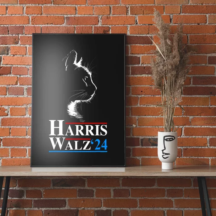 Harris Waltz 2024 Election Funny Cat Kamala Harris Tim Walz Poster