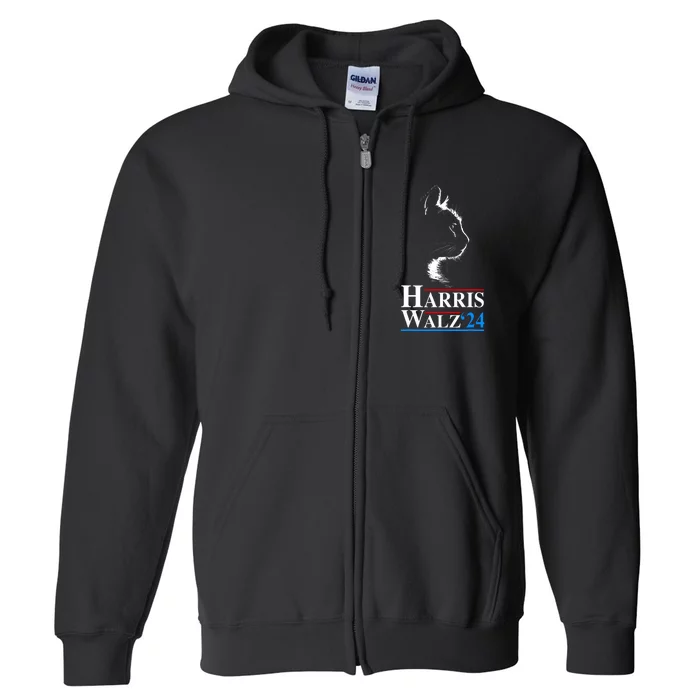 Harris Waltz 2024 Election Funny Cat Kamala Harris Tim Walz Full Zip Hoodie