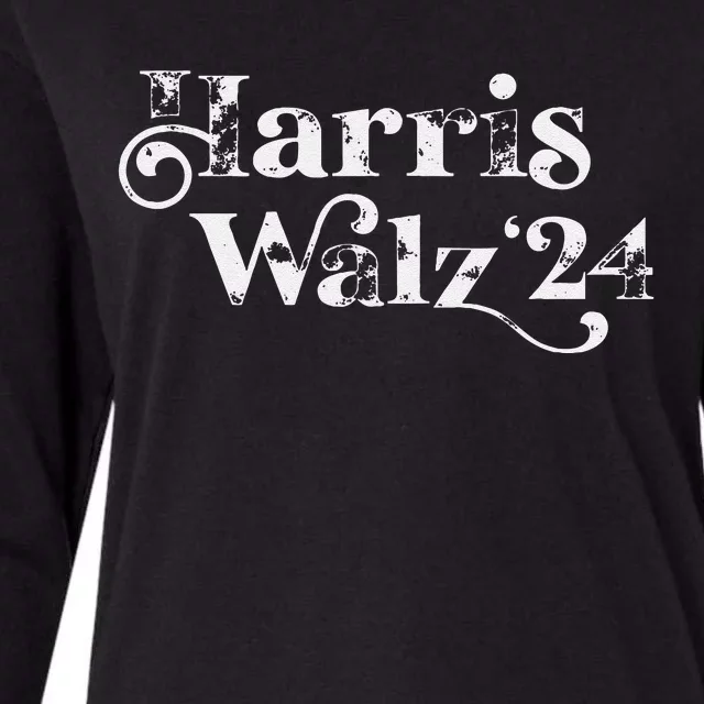 Harris Walz 2024 Script Grunge Feminine Harris Waltz 2024 Womens Cotton Relaxed Long Sleeve T-Shirt