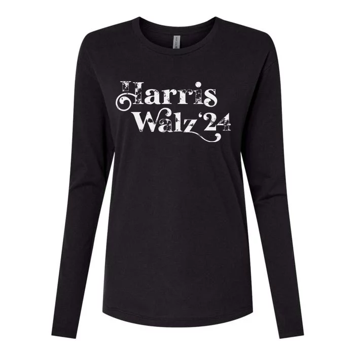 Harris Walz 2024 Script Grunge Feminine Harris Waltz 2024 Womens Cotton Relaxed Long Sleeve T-Shirt