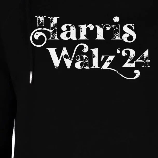 Harris Walz 2024 Script Grunge Feminine Harris Waltz 2024 Womens Funnel Neck Pullover Hood