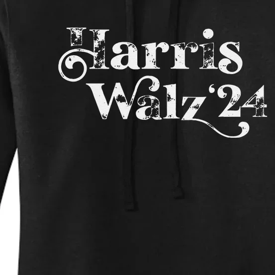 Harris Walz 2024 Script Grunge Feminine Harris Waltz 2024 Women's Pullover Hoodie