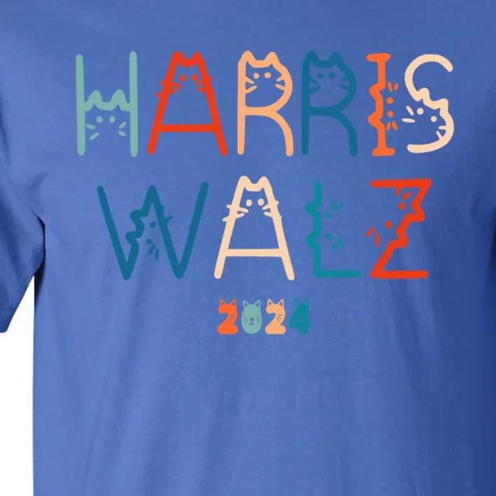 Harris Waltz 2024 Cat Lettering Positive Funny Cat Ladies Gift Tall T-Shirt