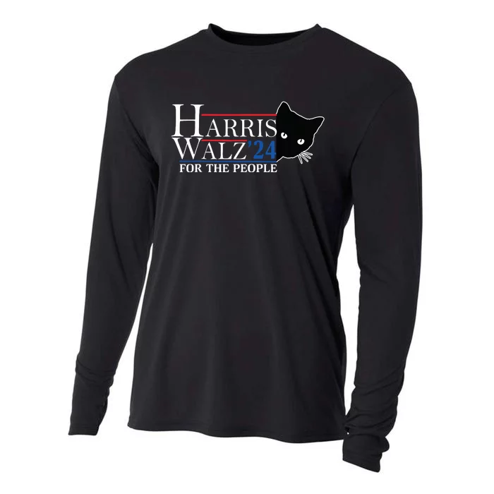 Harris Waltz 2024 For The People Cat Lady Kamala Harris 2024 Cooling Performance Long Sleeve Crew