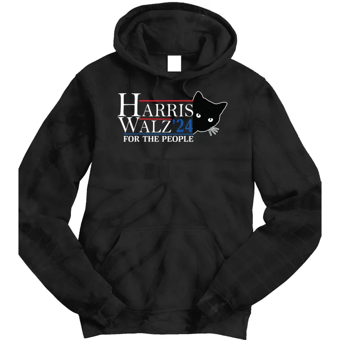 Harris Waltz 2024 For The People Cat Lady Kamala Harris 2024 Tie Dye Hoodie