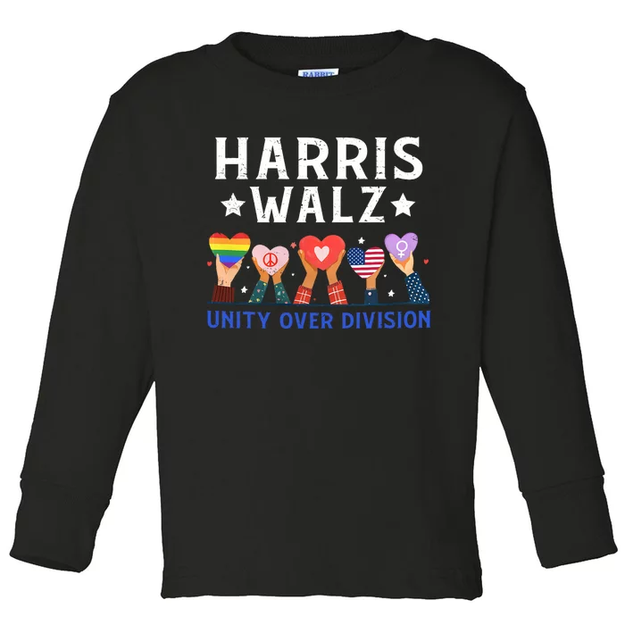 Harris Walz 2024 Unity Over Division Harris Walz 2024 Toddler Long Sleeve Shirt