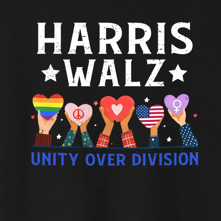 Harris Walz 2024 Unity Over Division Harris Walz 2024 Women's Crop Top Tee