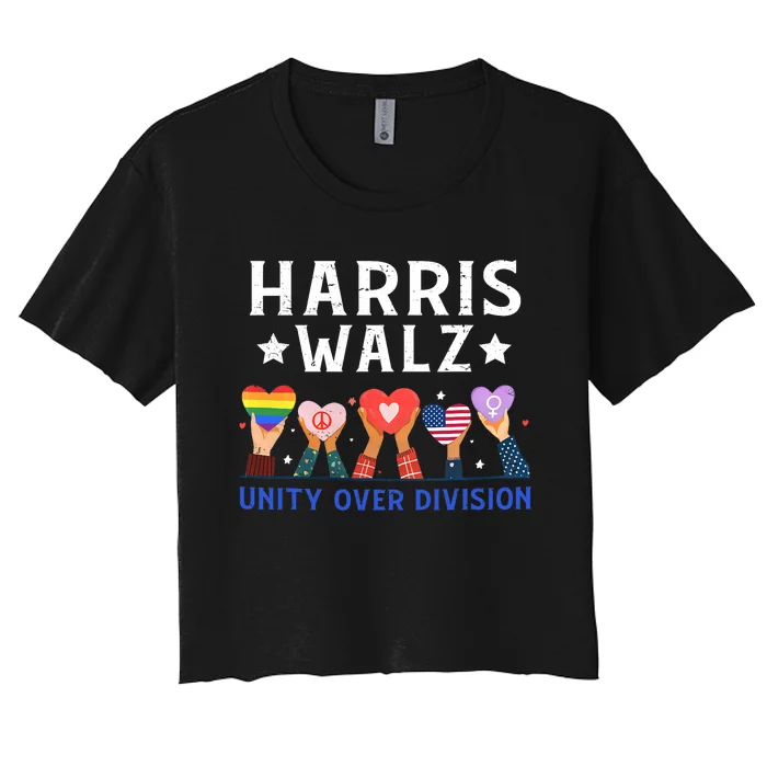 Harris Walz 2024 Unity Over Division Harris Walz 2024 Women's Crop Top Tee