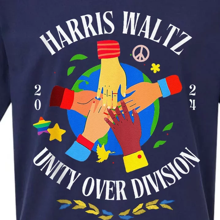 Harris Waltz 2024 Unity Over Division Husband Wife Sueded Cloud Jersey T-Shirt