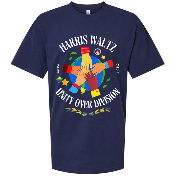 Harris Waltz 2024 Unity Over Division Husband Wife Sueded Cloud Jersey T-Shirt