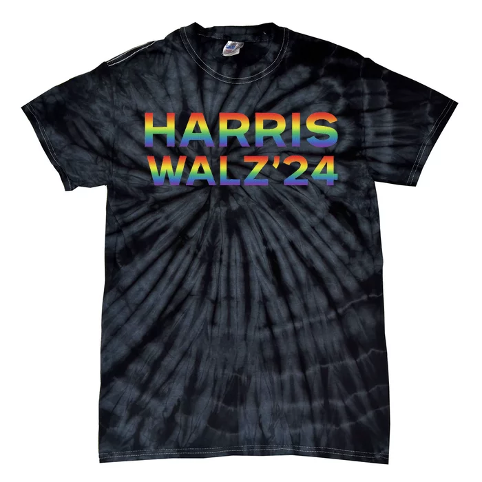 Harris Walz 2024 (Waltz) Double Rainbow Lgbtq Tie-Dye T-Shirt