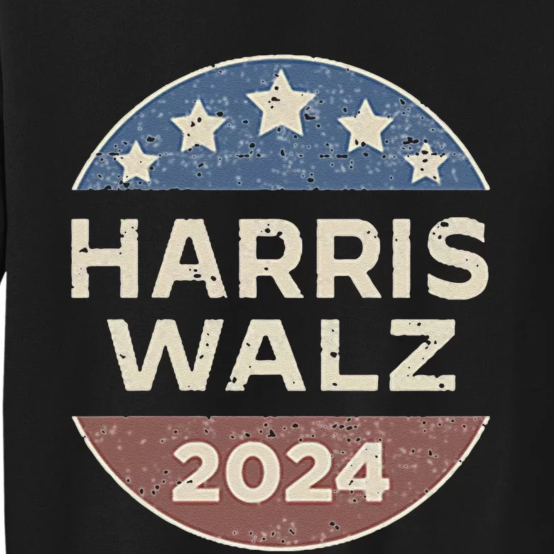 Harris Walz 2024 Waltz Retro Button Election Pocket Tall Sweatshirt