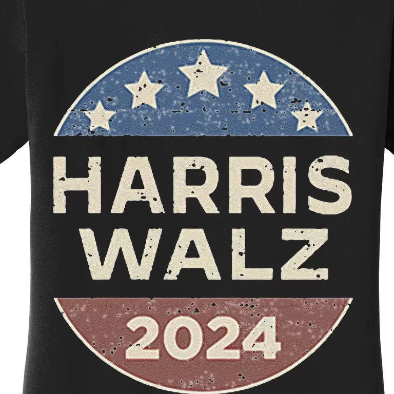 Harris Walz 2024 Waltz Retro Button Election Pocket Women's T-Shirt