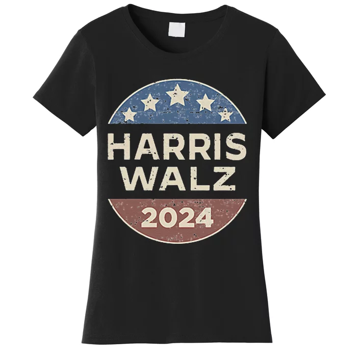 Harris Walz 2024 Waltz Retro Button Election Pocket Women's T-Shirt