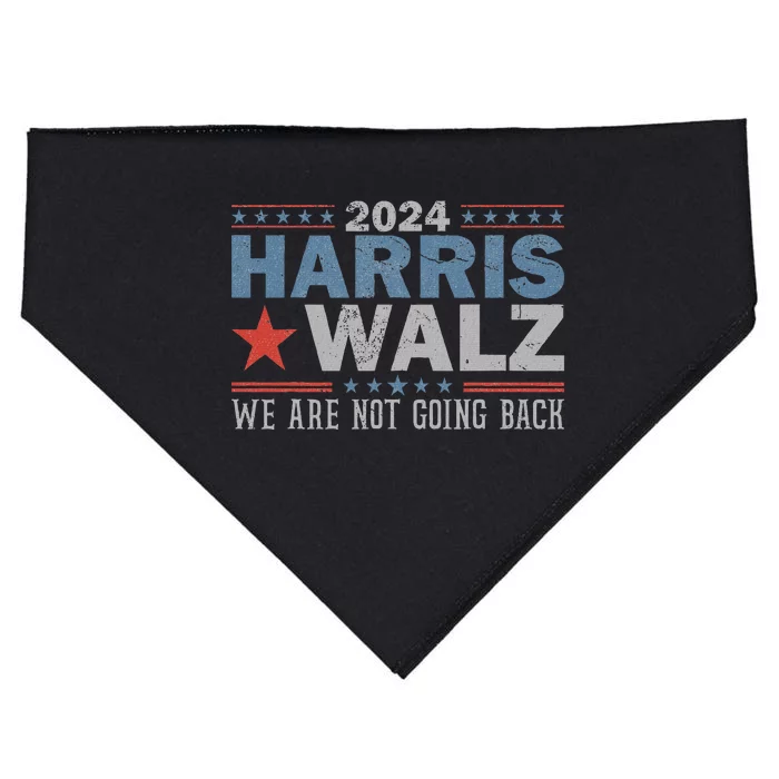 Harris Waltz 2024 WeRe Not Going Back Walz Kamala Harris USA-Made Doggie Bandana