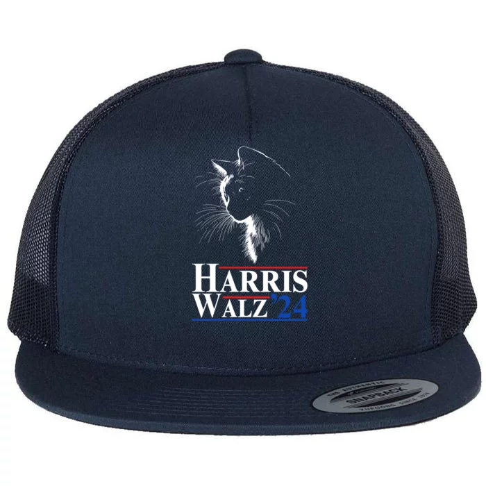 Harris Waltz 2024 Election Cat Ladies Kamala Harris Tim Walz Cute Gift Flat Bill Trucker Hat