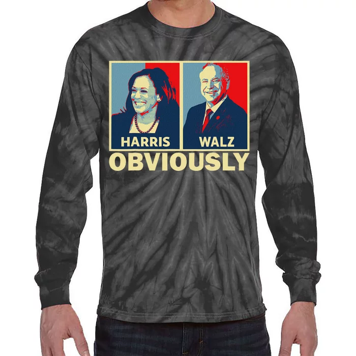 Harris Waltz 2024 Obviously Tim Walz Kamala Harris 2024 Tie-Dye Long Sleeve Shirt