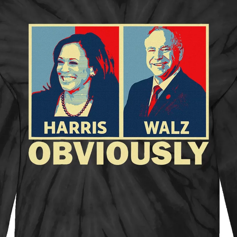 Harris Waltz 2024 Obviously Tim Walz Kamala Harris 2024 Tie-Dye Long Sleeve Shirt