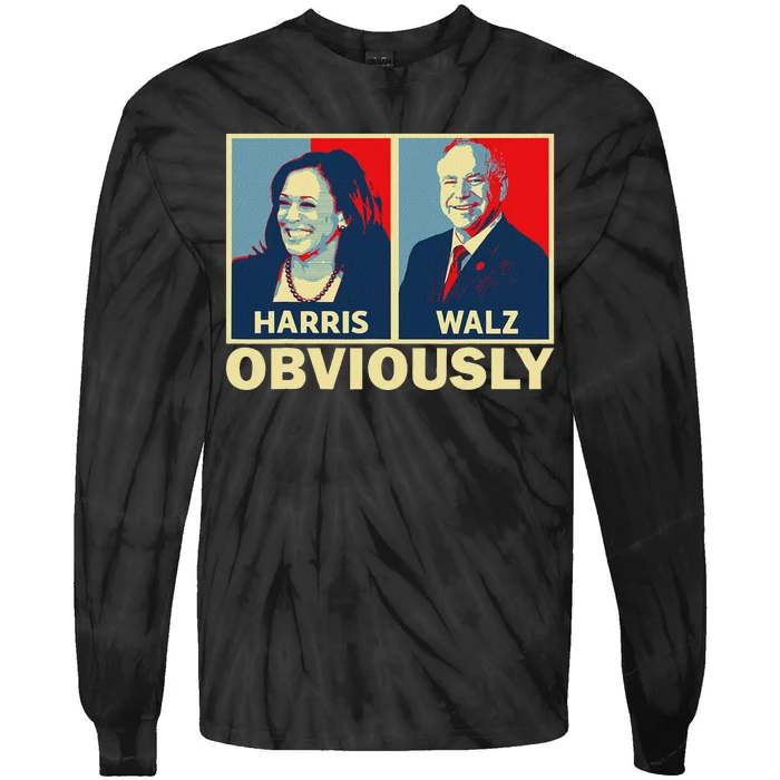 Harris Waltz 2024 Obviously Tim Walz Kamala Harris 2024 Tie-Dye Long Sleeve Shirt