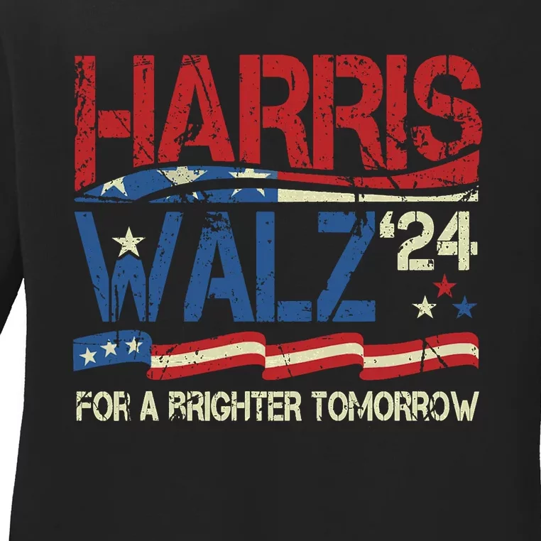 Harris Waltz 2024 For A Brighter Tomorrow Election 2024 Ladies Long Sleeve Shirt