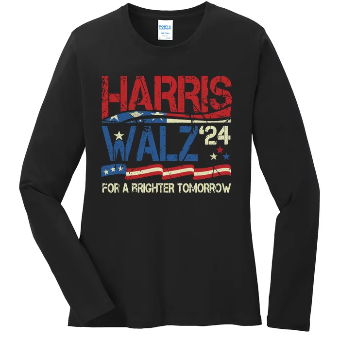 Harris Waltz 2024 For A Brighter Tomorrow Election 2024 Ladies Long Sleeve Shirt