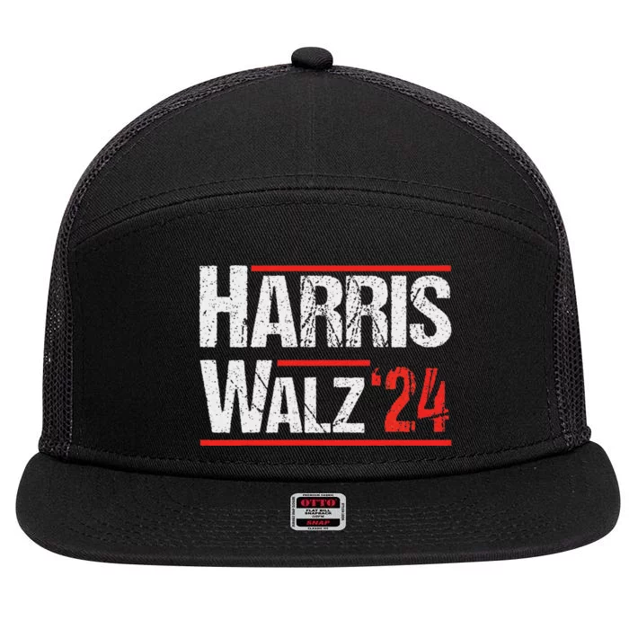 Harris Walz 24 Harris Waltz Campaign Democrat Supporters 7 Panel Mesh Trucker Snapback Hat