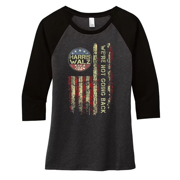 Harris Waltz 2024 WeRe Not Going Back Walz Kamala Harris Women's Tri-Blend 3/4-Sleeve Raglan Shirt