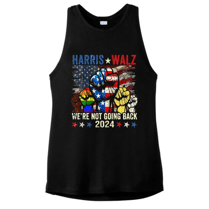 Harris Walz 2024 Kamala Harris 2024 Tim Walz 2024 Usa Flag Ladies Tri-Blend Wicking Tank