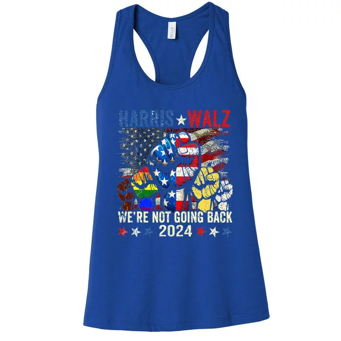 Harris Walz 2024 Kamala Harris 2024 Tim Walz 2024 Usa Flag Women's Racerback Tank