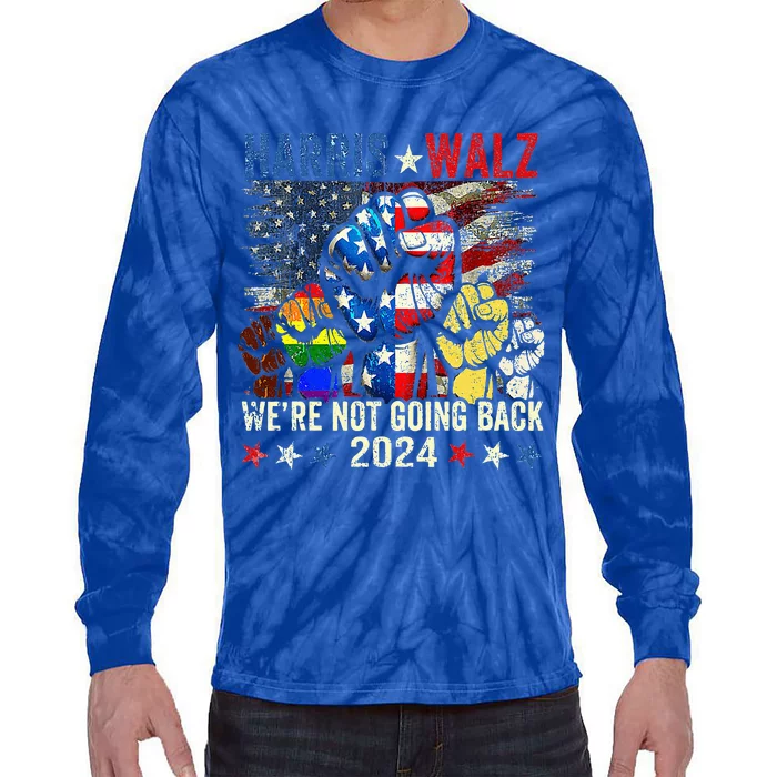 Harris Walz 2024 Kamala Harris 2024 Tim Walz 2024 Usa Flag Tie-Dye Long Sleeve Shirt